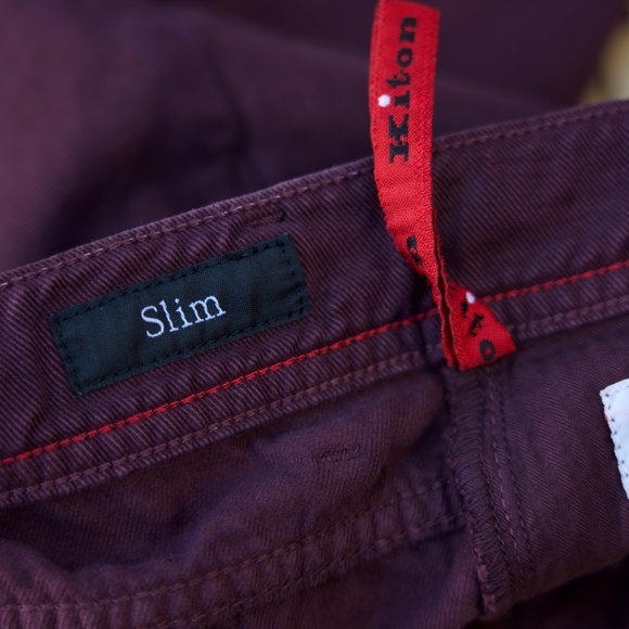 Kiton Aubergine Slim Denim Jeans Made In Italy Men's Size 34 - Picture 12 of 13